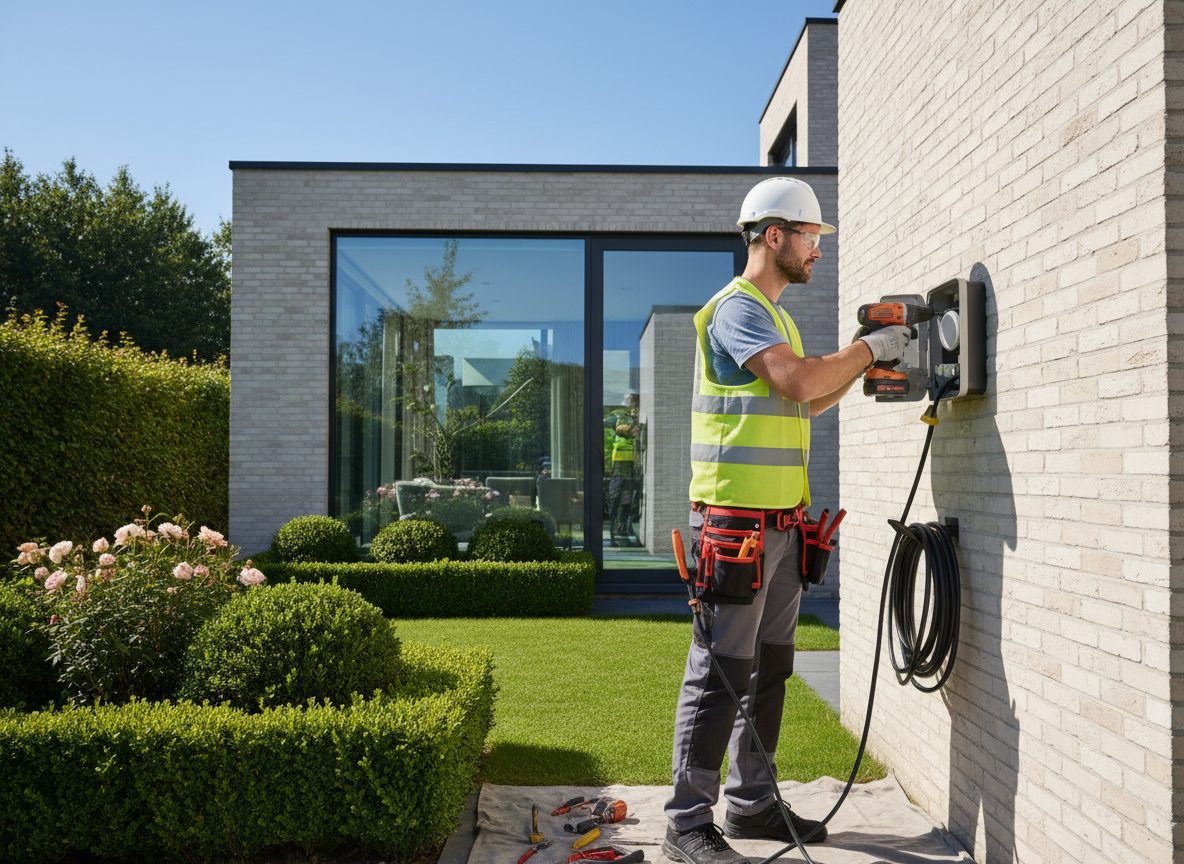 Professionele installatie van laadpaal in de zomer